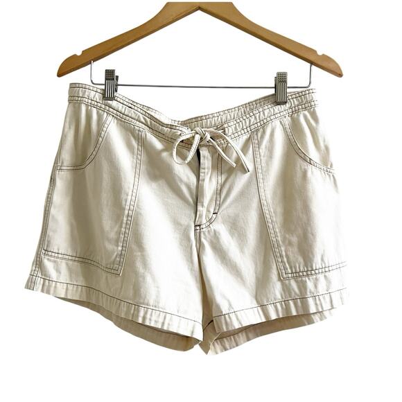 Prana Women’s Outdoor Cotton Shorts Size Large Light Tan Tie Waist 90’s Y2K - Picture 1 of 9